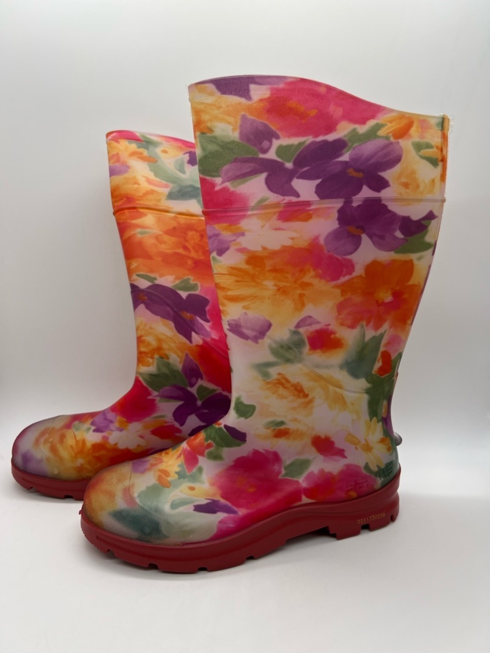 Servus Floral Waterproof Tall Rain Boots - Pink - Unisex Size 10